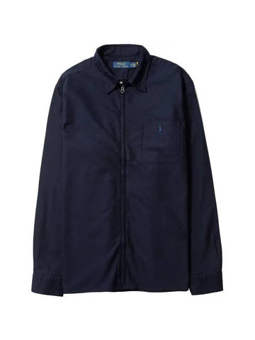 Embroidery Logo Shirt Zip-Up Jacket Navy - POLO RALPH LAUREN - BALAAN 1