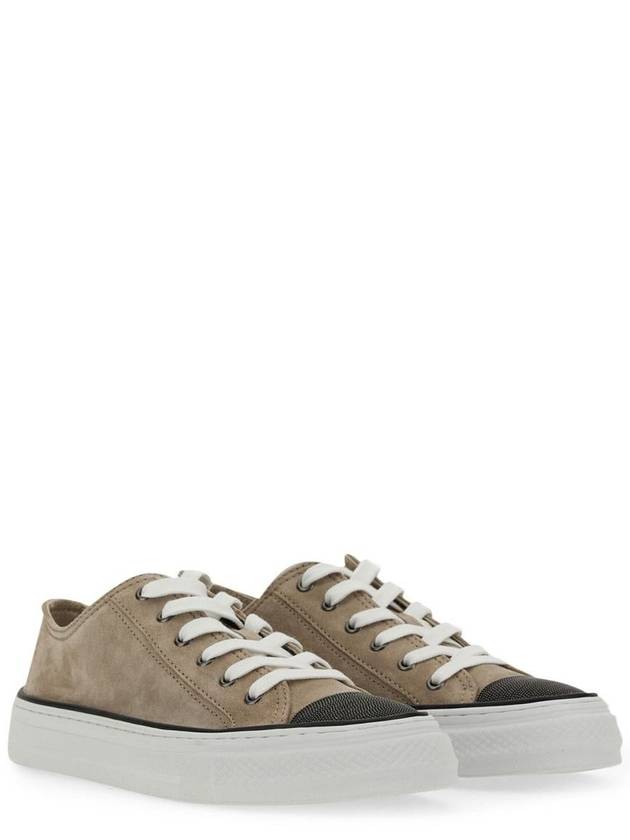 Suede Low Top Sneakers Beige - BRUNELLO CUCINELLI - BALAAN 3