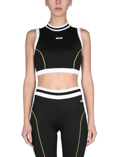 Logo Sports Bra Black - MSGM - BALAAN 2