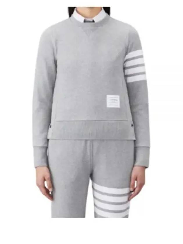 Engineered 4 Bar Stripe Loopback Jersey Knit Crewneck Sweatshirt Light Grey - THOM BROWNE - BALAAN 2