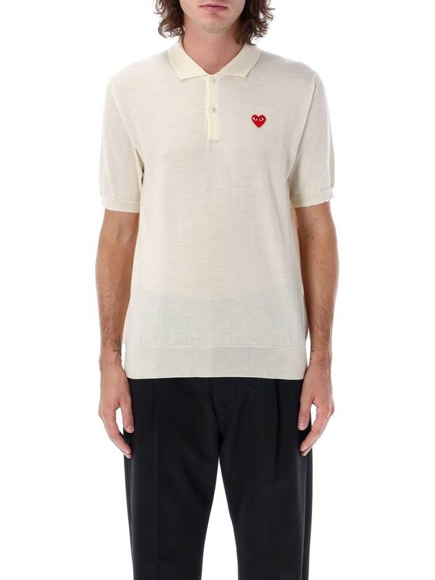 Comme Des Garçons Play Red Heart Knit Polo Shirt - COMME DES GARCONS PLAY - BALAAN 4