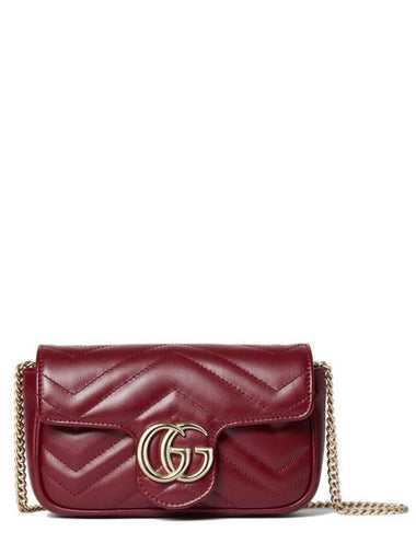 GG Marmont Super Mini Leather Cross Bag Rosso Ancora Red - GUCCI - BALAAN 1