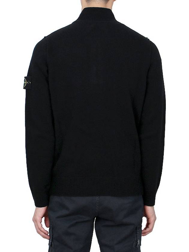 Wappen Patch Half Button Lambswool Knit Top Black - STONE ISLAND - BALAAN 5