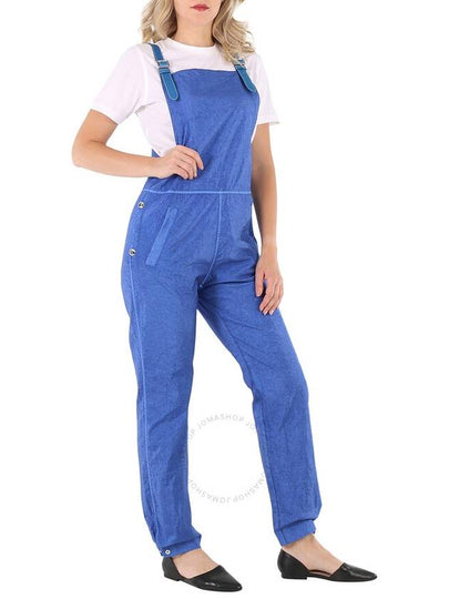 Burberry Ladies Warm Royal Blue Leather-Trim Canvas Dungarees Jumpsuit, Brand Size 10 (US Size 8) - BURBERRY - BALAAN 2