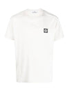 Cotton Jersey Slim Fit Short Sleeve T Shirt Mastic White - STONE ISLAND - BALAAN 1