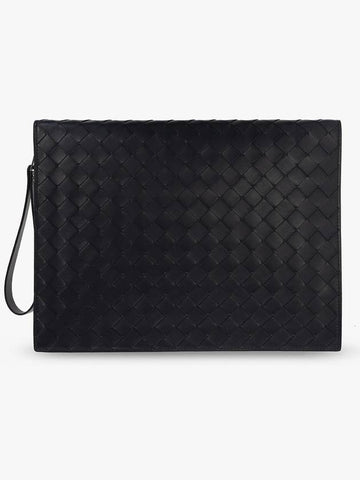 Bottega Veneta ‘Classic Intrecciato Medium’ Document Case, Men's, Navy Blue - BOTTEGA VENETA - BALAAN 1