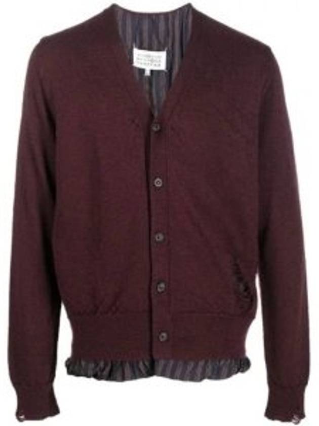 Men's Distressed Cardigan Burgundy - MAISON MARGIELA - BALAAN 2