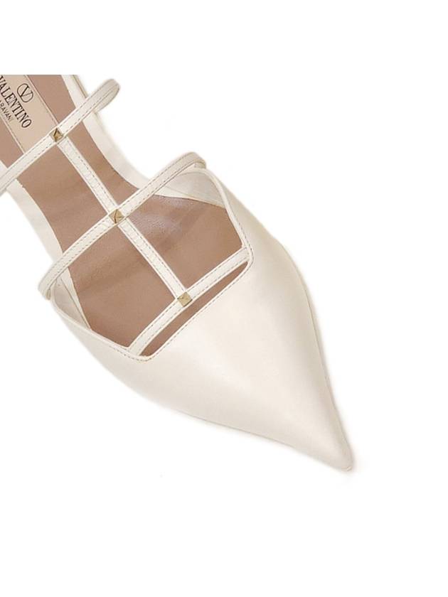 Smooth Leather Rockstud Mule White - VALENTINO - BALAAN 8