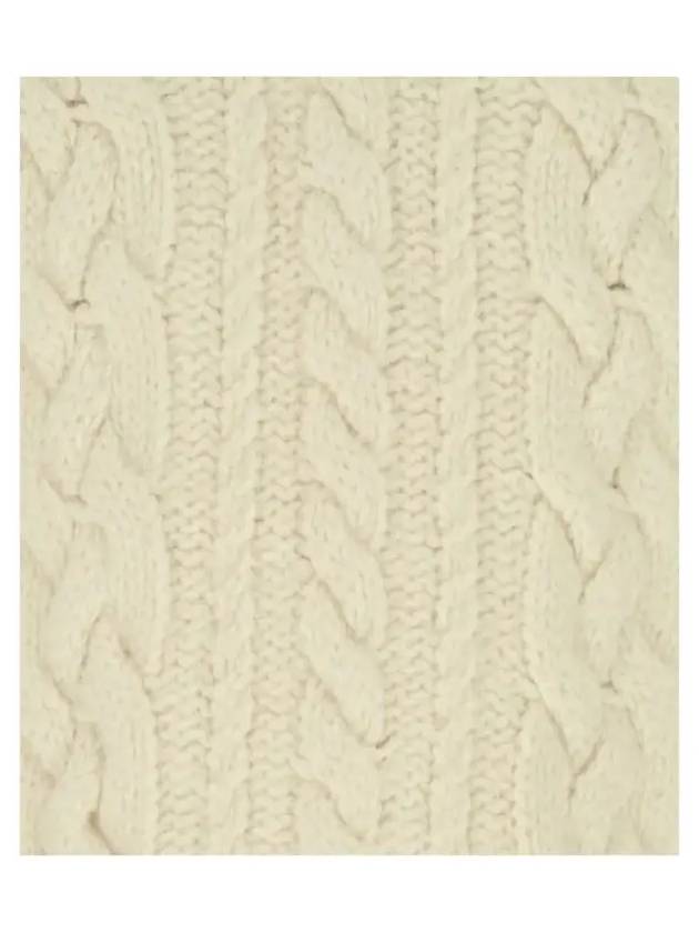 Cable Crew Neck Wool Knit Top Offwhite - AMI - BALAAN 5