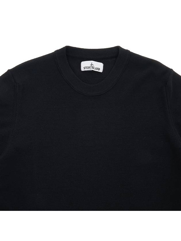 Men's Wappen Patch Crew Neck Wool Knit Top Black - STONE ISLAND - BALAAN 4