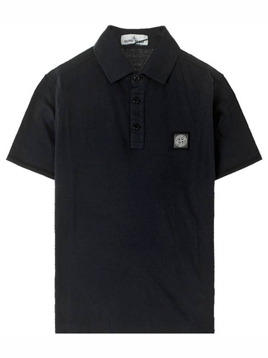 Logo Wappen Short Sleeve PK Shirt Navy - STONE ISLAND - BALAAN.