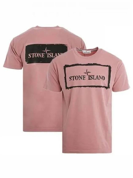 74152NS80 V0086 Stencil Printing Round Short Sleeve T Shirt Rose Quartz Men s TJ 271002 - STONE ISLAND - BALAAN 1