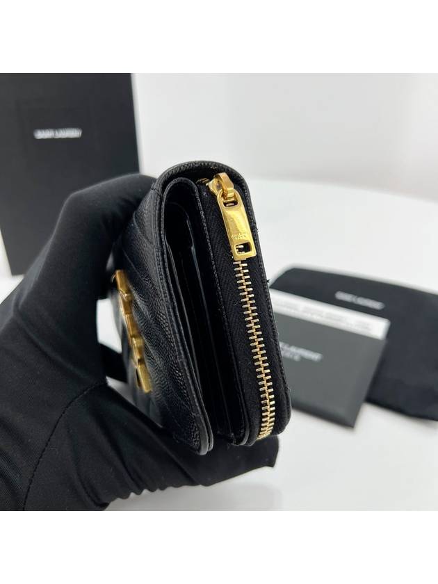 Matelasse Compact Half Wallet Black - SAINT LAURENT - BALAAN 5