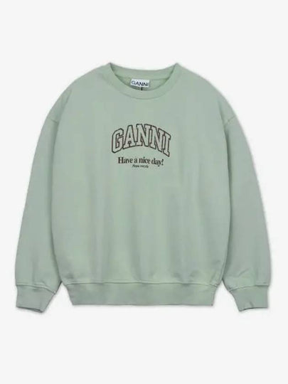 Logo Crew Neck Sweatshirt Aqua Form - GANNI - BALAAN 2