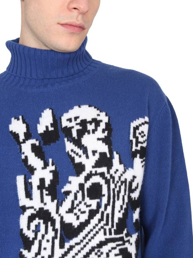 Paisley Jacquard Wool Turtleneck Blue - ETRO - BALAAN 5