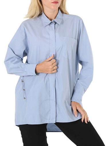 Kenzo Ladies Glacier Long Knotted Cotton Poplin Shirt, Brand Size 40 (US Size 6) - KENZO - BALAAN 1