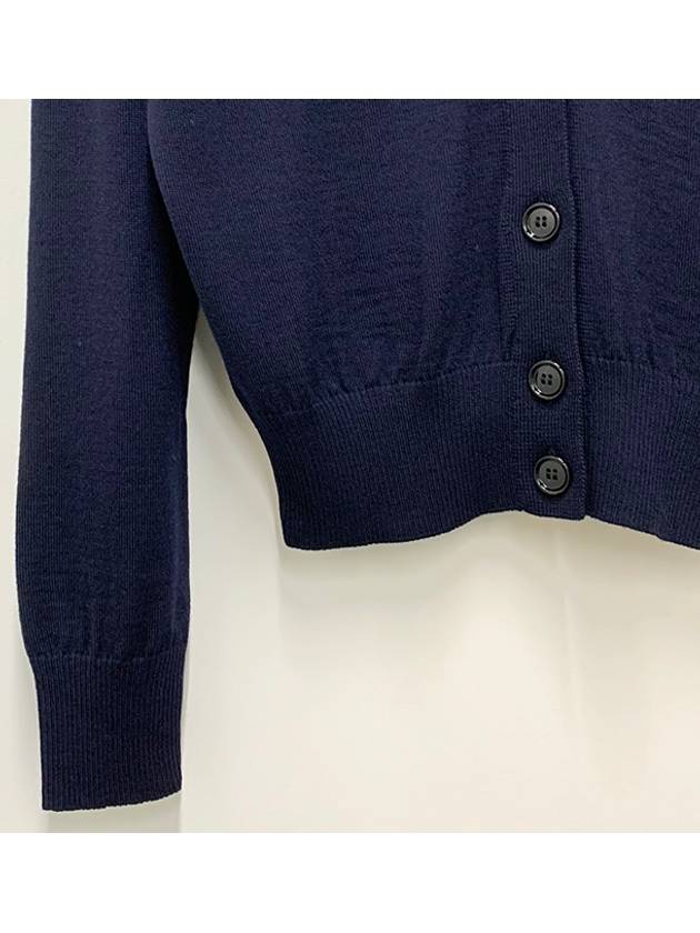 Heart Logo Wool Cardigan Navy - AMI - BALAAN 6