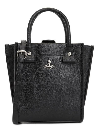 Orb Plaque Leather Tote Bag Black - VIVIENNE WESTWOOD - BALAAN 2