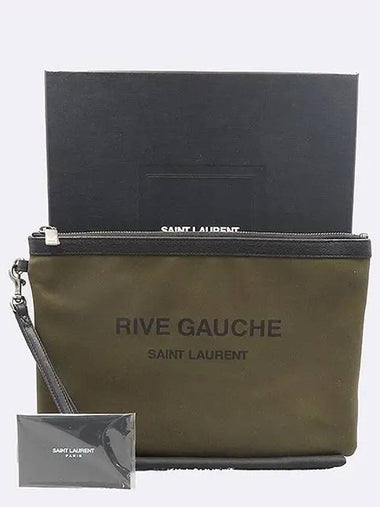 581369 Khaki fabric Rive Gauche clutch - SAINT LAURENT - BALAAN 1