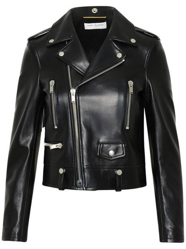 Classic Lambskin Biker Jacket Black - SAINT LAURENT - BALAAN 1