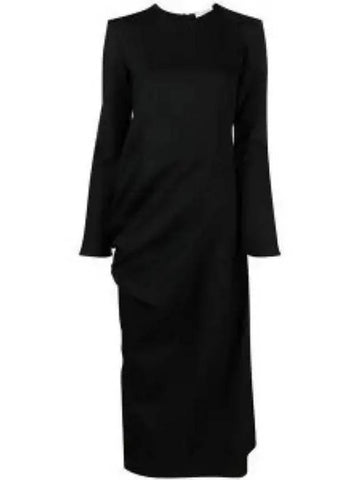 Women's Lucien Asymmetrical Midi Dress Black - THE ROW - BALAAN 1