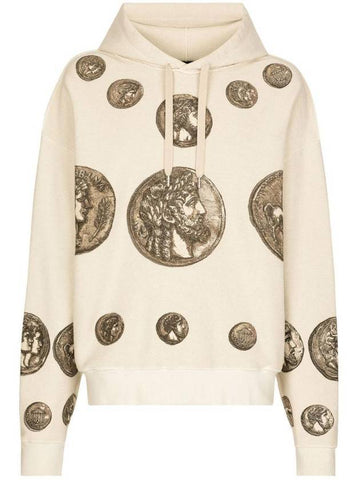 Men's Coin Print Inside Out Jersey Hood Beige - DOLCE&GABBANA - BALAAN 1