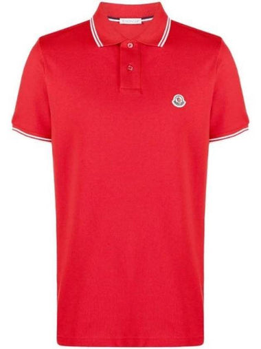 Logo Patch Short Sleeve Polo Shirt Red - MONCLER - BALAAN 1