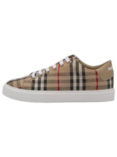 Vintage Check and Leather Sneakers Archive Beige - BURBERRY - BALAAN 2