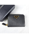 Vitello Triangle Logo Zip Around Coin Purse Black - PRADA - BALAAN 2