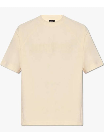 Le Typo Cotton Short Sleeve T-shirt Light Beige - JACQUEMUS - BALAAN 2