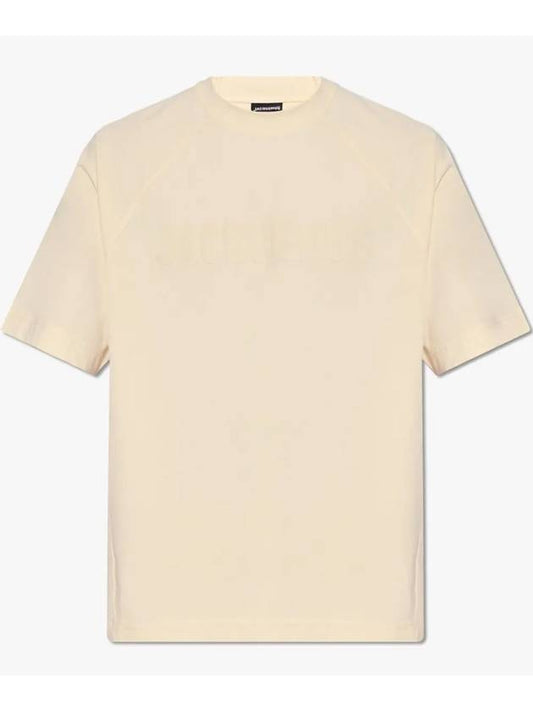 Le Typo Cotton Short Sleeve T-shirt Light Beige - JACQUEMUS - BALAAN 2