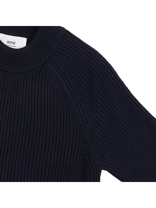 Logo Patch Wool Knit Top Night Blue - AMI - BALAAN 5