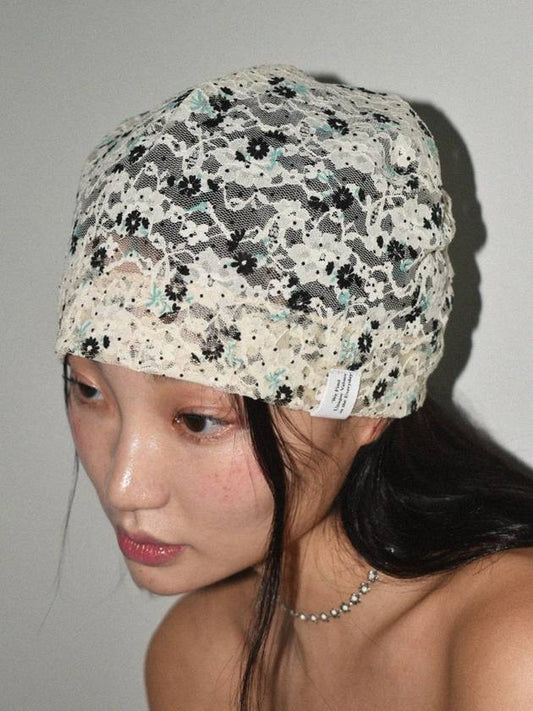 Floral SUMMER Hat wild flower IVORY floral beanie - USITE - BALAAN 1