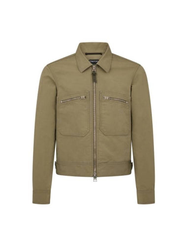 Satin Zip Up Jacket Green - TOM FORD - BALAAN 1