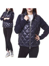 Women's Logo Patch Wool Padded Zip-Up Cardigan Navy - MONCLER - BALAAN 2