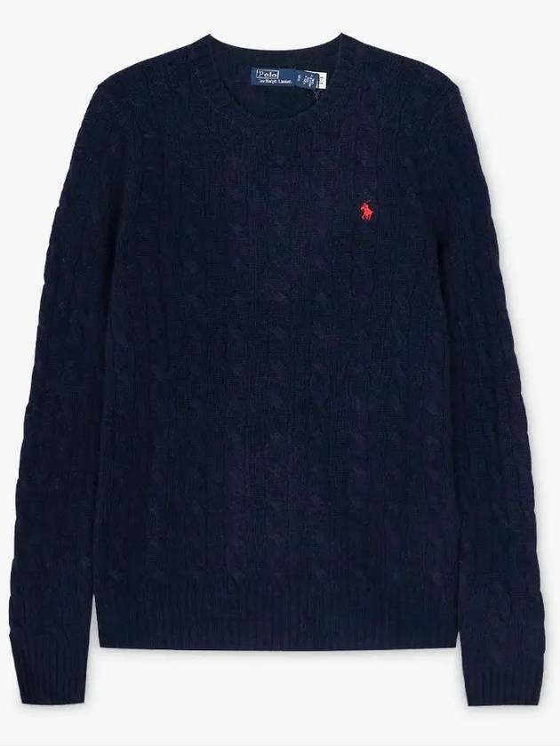 Embroidered Logo Pony Cable Knit Top Navy - POLO RALPH LAUREN - BALAAN 3