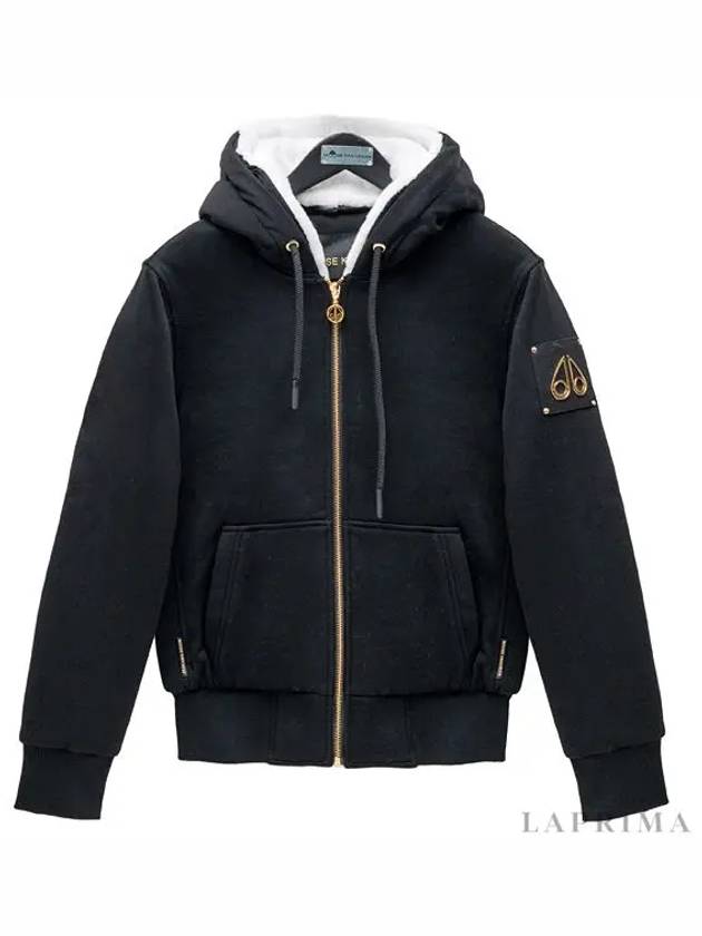 Madison Bunny Logo Gold Hardware Hooded Zip Up Black - MOOSE KNUCKLES - BALAAN 5