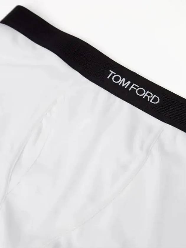 TwoPack Cotton Blend Jersey Logo Jacquard Boxer Briefs White - TOM FORD - BALAAN 3