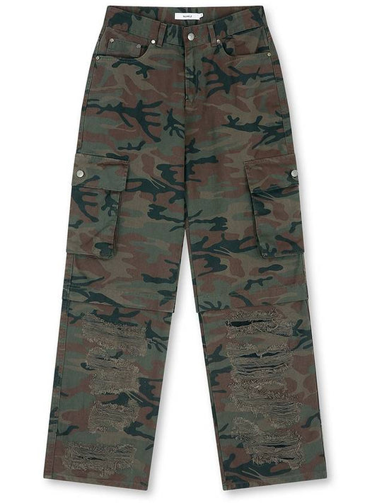 Wide Fit Camo Cargo Wide Pants Khaki - NUAKLE - BALAAN 2