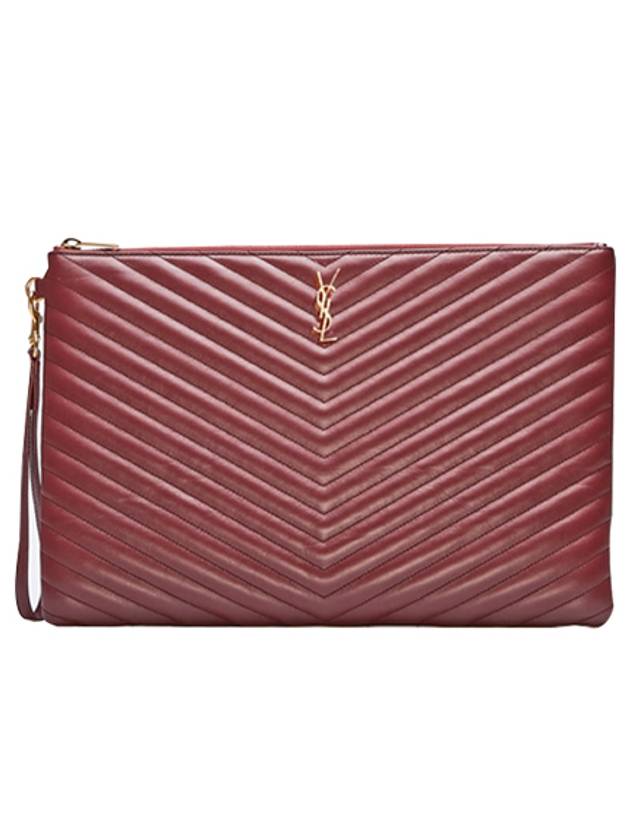 Monogram Matelasse Large Clutch Pouch Bag Wine 440222CWU016475 - SAINT LAURENT - BALAAN 1