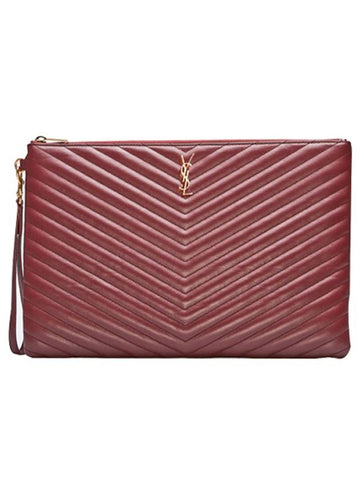 Monogram Matelasse Large Clutch Pouch Bag Wine 440222CWU016475 - SAINT LAURENT - BALAAN 1