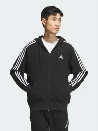 Essential Loose Fit 3S French Terry Full Zip Hoodie Men s Black JF3931 555844 - ADIDAS - BALAAN 1