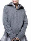 Four Woman Women s Soft Cable Half Zip up Knit Gray W243TP01GR - CHANCE'S NOI - BALAAN 3