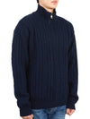 zip-up half neck wool knit top navy - MONCLER - BALAAN 4