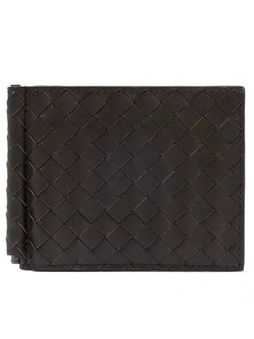 Intrecciato Money Clip Halfwallet Dark Brown - BOTTEGA VENETA - BALAAN.