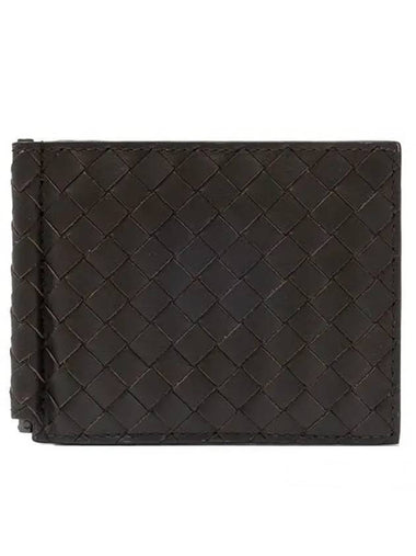 Intrecciato Money Clip Card Wallet Dark Brown - BOTTEGA VENETA - BALAAN 1