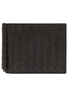 Intrecciato Money Clip Card Wallet Dark Brown - BOTTEGA VENETA - BALAAN 1