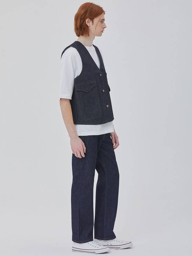 Denim Multi-Pocket Raw Vest Indigo - CORK - BALAAN 4