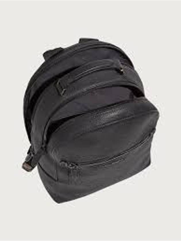 Men's Logo Patch Leather Backpack Black - SALVATORE FERRAGAMO - BALAAN 4