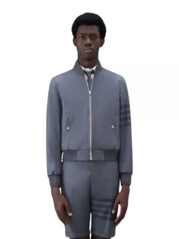 Men's 4 Bar Ribbed Knit Bomber Jacket Grey - THOM BROWNE - BALAAN 2